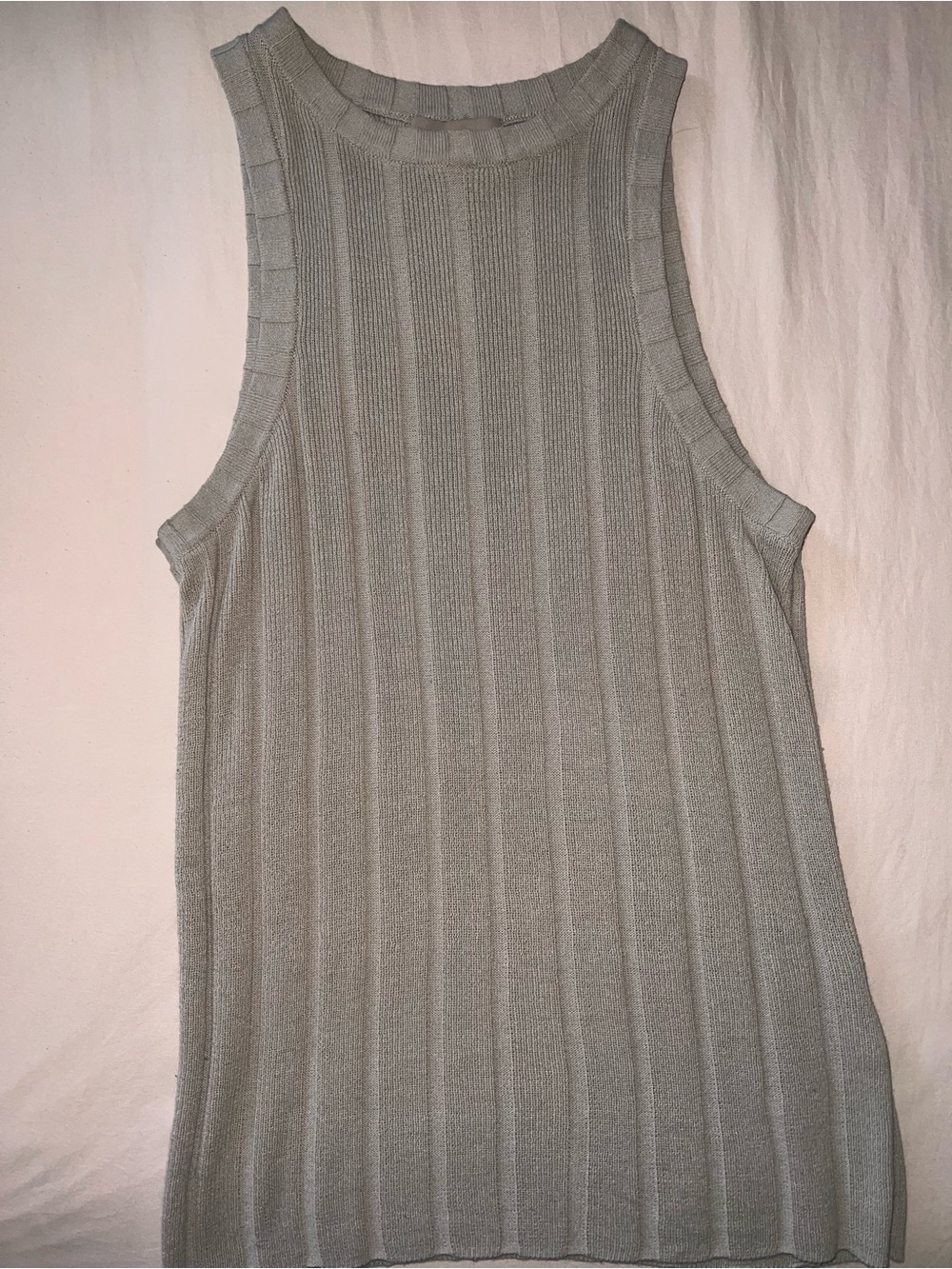 H&M Sleeveless Ribbed Knit Tank Top - Light Taupe/Brown